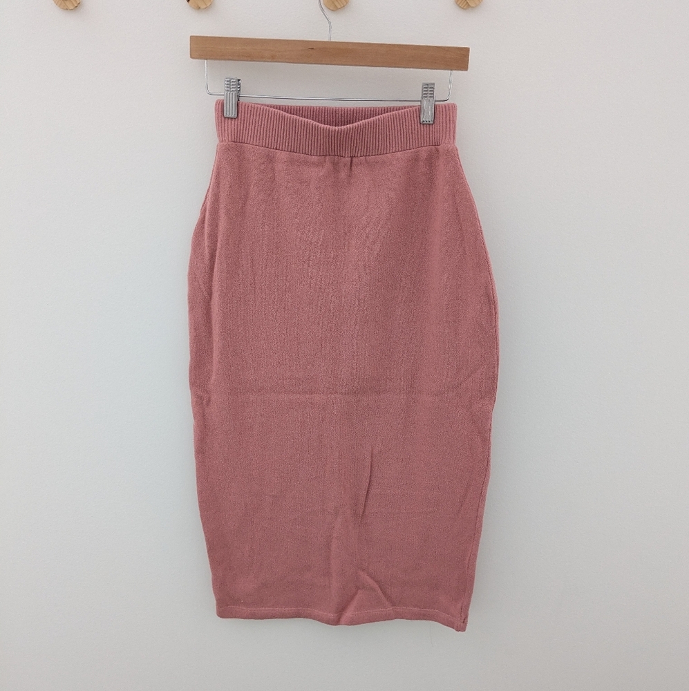 Zara Women's Pink Terrycloth Midi Stretch Skirt M New Eith Tags